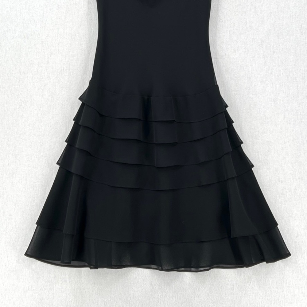 JOSEPH RIBKOFF Vintage Cowl Neck Ruffle Dress Womens 4 Black Party Cocktail Y2K - Picture 10 of 15